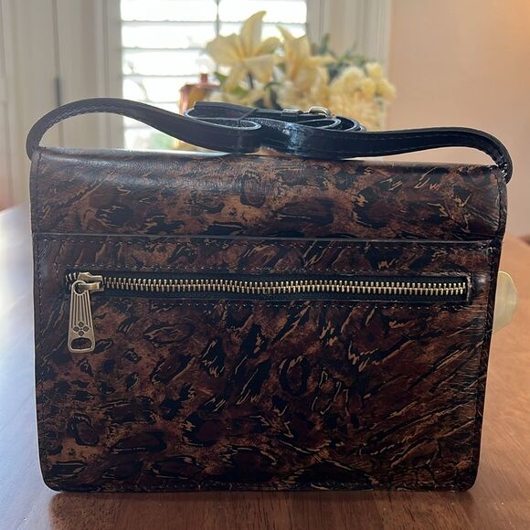 Patricia Nash Consilina Floret Leather Crossbody Bag Abstract Animal Print EUC - Picture 5 of 13